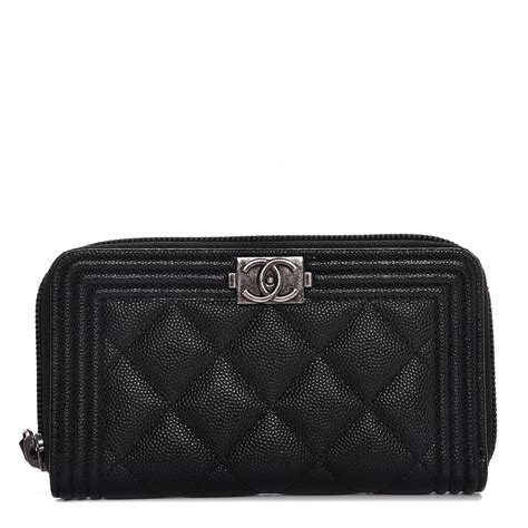 chanel boy wallet zip around